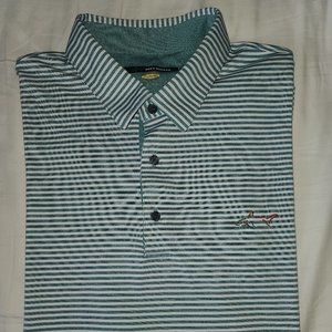 Greg Norman Green Stripe Micro Pique Play Dry Golf Polo